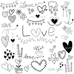 Hand drawn collection heart love valentines day wedding - 562768215
