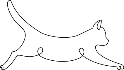 Jumping Cat continuous line drawing