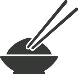 Bowl of rice with chopsticks silhouette