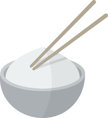 Oriental food bowl of rice with chopsticks