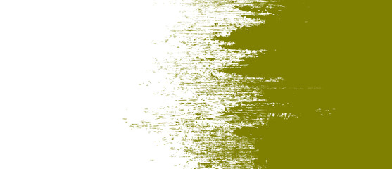 Olive green brush stroke background. Ink splash on backdrop. Brush background for wallpaper, paint splatter template, dirt banner, watercolor design, dirty texture. Trendy brush background, vector