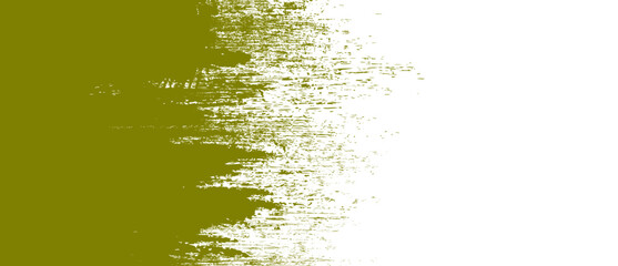 Olive green brush stroke background. Ink splash on backdrop. Brush background for wallpaper, paint splatter template, dirt banner, watercolor design, dirty texture. Trendy brush background, vector