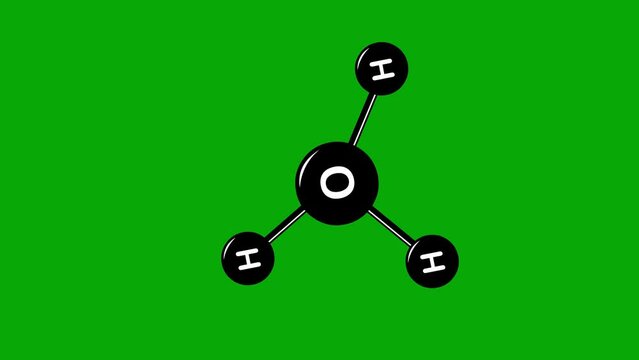 icon animation of a moving molecule, on a green chroma key background