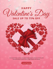 Fototapeta na wymiar Valentines day sale vector banner, valentines day promotion, Can be used for Wallpaper, flyers, invitation, posters, brochure, banners. Vector illustration.