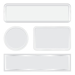 gray glossy style buttons set isolated on a white background