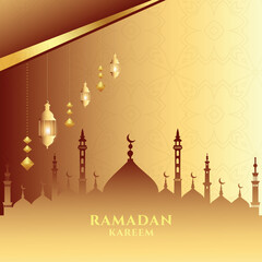 Style and modern ramadan  kareem islamic golden background design 08