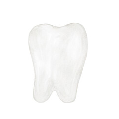 Tiny tooth watercolor. Cute cartoon tiny tooth. Tooth fairy first tooth isolated hand drawn illustration
