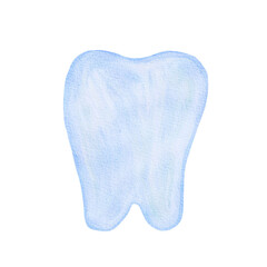 Tiny tooth watercolor. Cute cartoon tiny tooth. Tooth fairy first tooth isolated hand drawn illustration