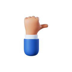 Cartoon character hand like gesture. Business clip art isolated on white background. Approval 3d illustration.