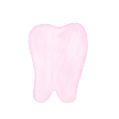 Tiny tooth watercolor. Cute cartoon tiny tooth. Tooth fairy first tooth isolated hand drawn illustration