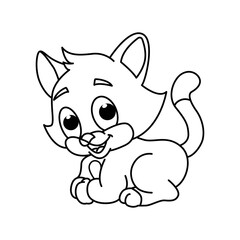 Cute cat cartoon characters vector illustration. For kids coloring book.