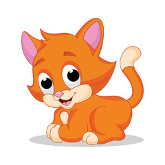Cute cat cartoon characters vector illustration. For kids coloring book.