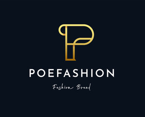 Luxury gold letter P logo design vector illustration
