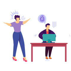 Boss Screaming concept, enraged young woman and Employee vector color icon design, Mood and feeling symbol, Emotional Characters sign, Social issues scene stock illustration 
