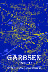 Nachtblaue moderne ästhetische Stadtkarte Garbsen