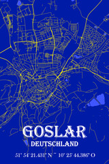 Nachtblaue moderne ästhetische Stadtkarte Goslar