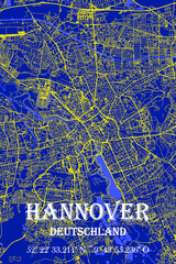 Nachtblaue moderne ästhetische Stadtkarte Hannover