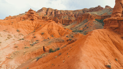 Aerial view of Mars Canyon with red mountain rock