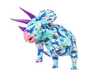 triceratops on astronaut texture is jumping up © DM7