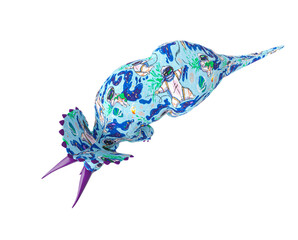 triceratops on astronaut texture is standing up top view © DM7