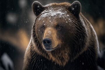 Obraz na płótnie Canvas a grizzly bear in the snow, generative ai