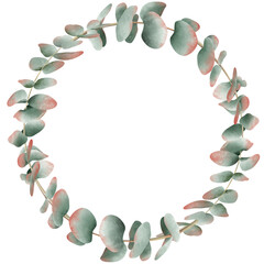 Eucalyptus wreath, Watercolor eucalyptus frame, green leaves, Watercolor wedding eucalyptus wreath PNG	