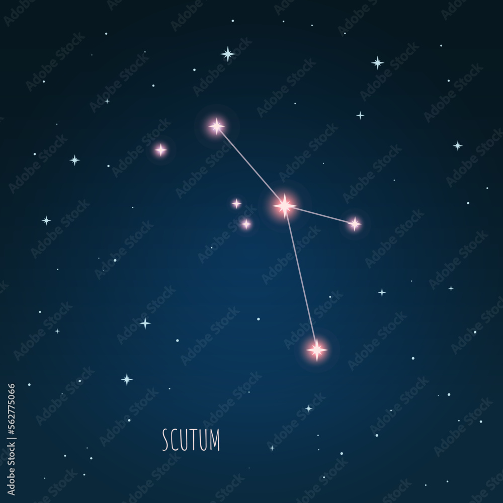 Wall mural constellation scheme in starry sky. open space. vector illustration scutum constellation through a t