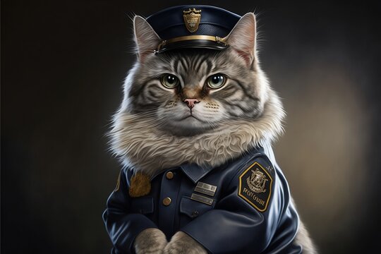 cat in a Police suit, photorealistic Portrait Generative ai
