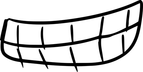 Vector drawing of mounts expressing different emotions. In cartoon style on white background, isolated. Contours. The mouth is twisted in a confident smile. Joy, satisfaction, grin