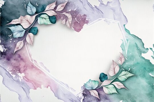 Colorful watercolor hearts frame space for text