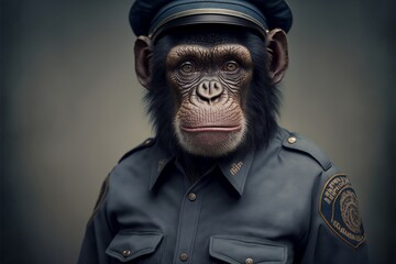 chimpanzee in a Police suit, photorealistic Portrait Generative ai
