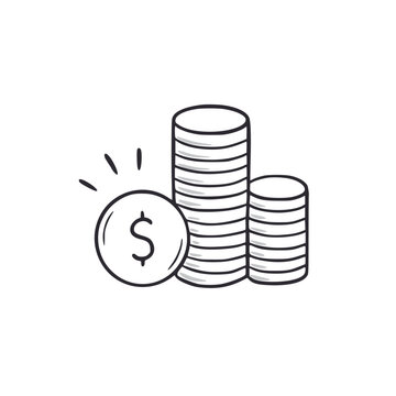 recommend clip art: Money coin stack doodle. Dollar coin stack hand drawn sketch style icon. Finance success doodle drawn concept. Vector illustration.