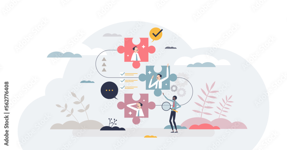 Poster effective onboarding and employee work tasks explanation tiny person concept, transparent background