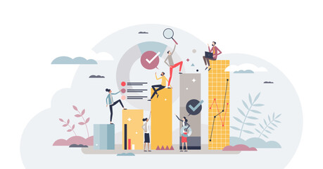 Employee talent development and human resources growth tiny person concept, transparent background. Career goal and job motivation successful achievement with ambition.