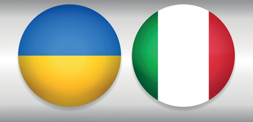 round icons with Italy flag  and UA Ukraine flag vector illustration  concept of relations with partners