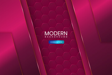 Modern Abstract Shapes Purple Background with 3d hexagon Premium Vector