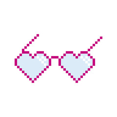 Heart Sunglasses Icon, Pixel Art Design.