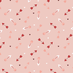 Seamless pattern for Valentine's Day. Cupid's arrows, messages of love.