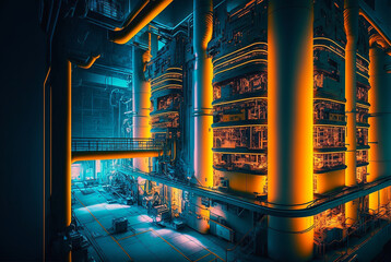 Generative ai interior nuclear industry machinery room.