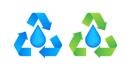 Water Recycle sign, label. Purified water. Vector stock illustration