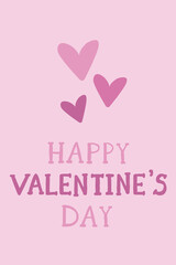 St. Valentine's day greeting card. Celebration lettering with flying hearts. 