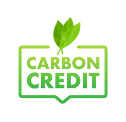 Carbon credit sign, label. CO2 emission reduction. Vector stock illustration