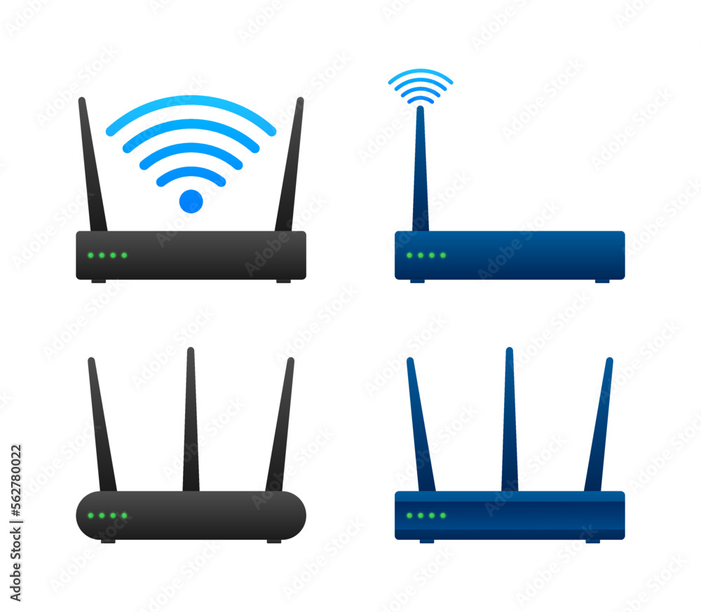 Aufkleber network router 3d wifi router. internet service wireless router. vector stock illustration.