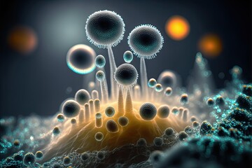 a bacteria under a microscope. Generative AI