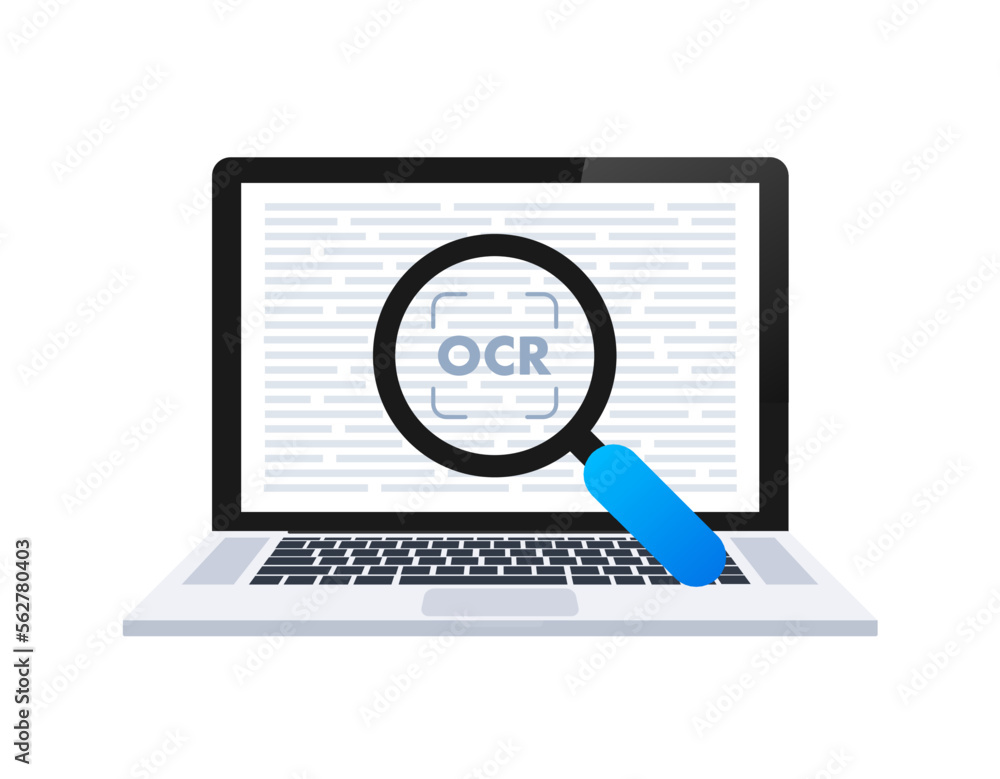 Fototapete ocr - optical character recognition. document scan. process of recognizing document. vector stock il
