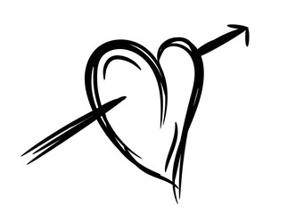 doodle of heart and arrow vector