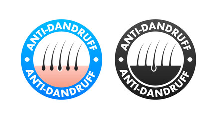 Anti Dandruff sign, label. Anti hairfall Vector stock illustration.