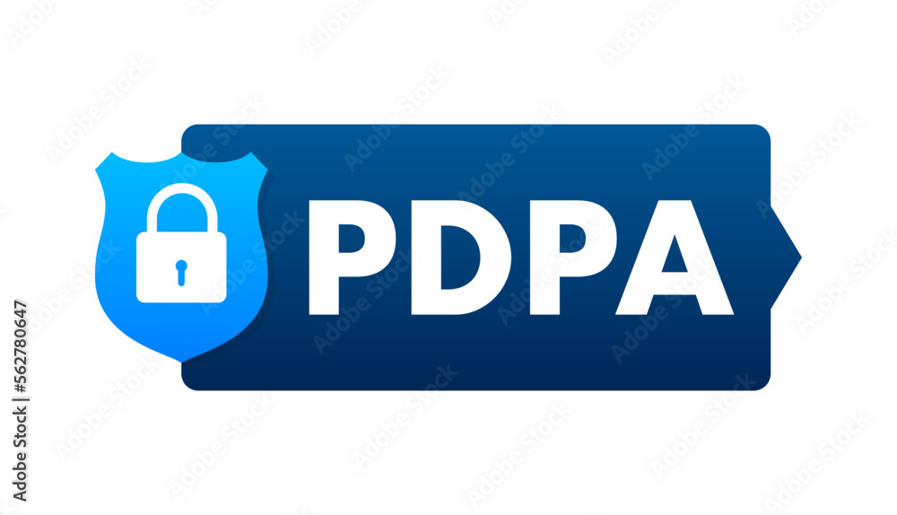 Poster personal data protection act - pdpa. secure data. shield icon. vector stock illustration.