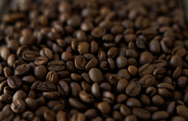 coffee beans background and texture. roasted coffee beans background.