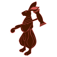 Cartoon hare, symbol of chinese new year or moon hare, also traditional symbol of easter
